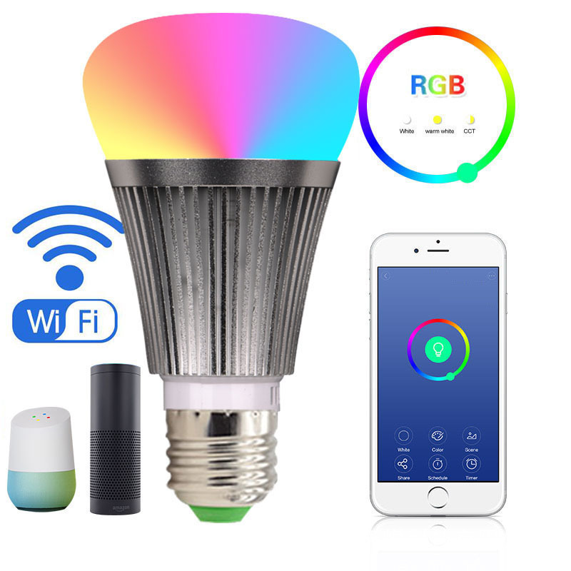E27 7W RGB Smart WiFi LED Bulb Light - Alexa, Google Assistant, Mobile APP Control
